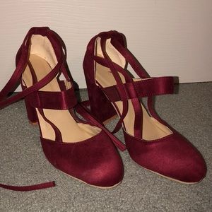 Chunky lace up heels